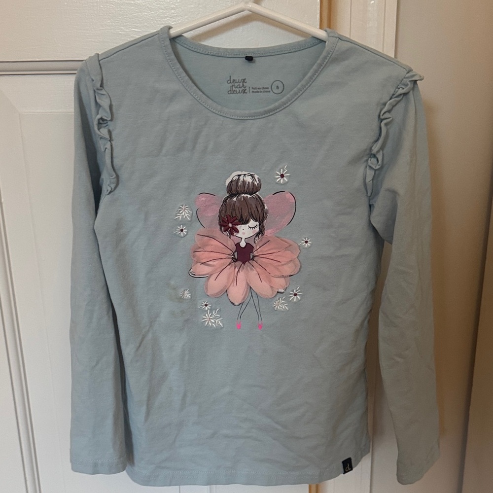 Deux par Deux Fairy Graphic Long Sleeve Shirt - Light Blue